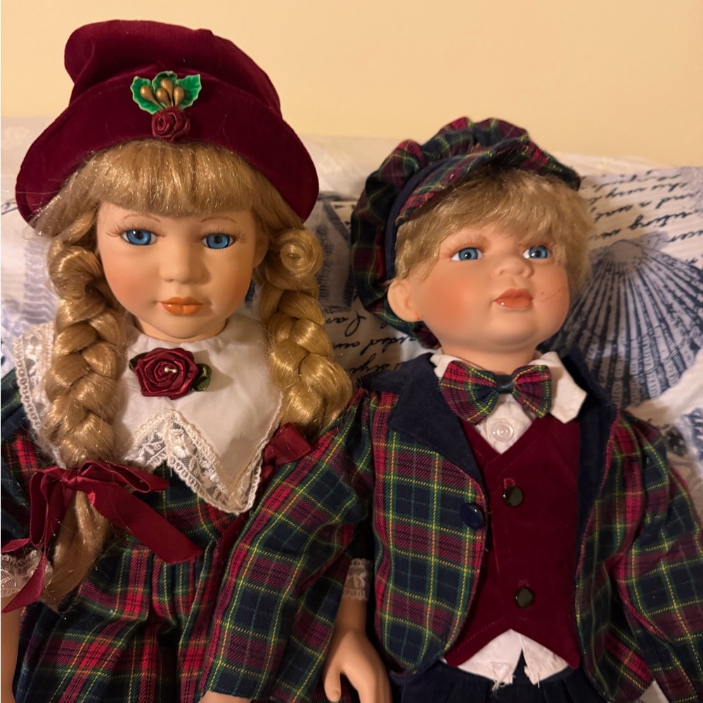 Plaid Outfit Porcelain Dolls